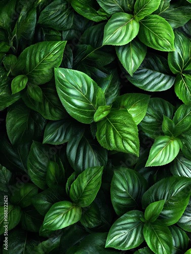 Wallpaper Mural lush green leaves background, top-down view, natural lighting. Torontodigital.ca