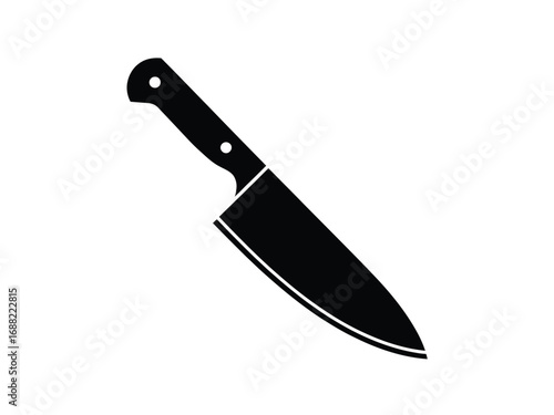 Sharp chef knife silhouette for culinary designs and kitchen themes