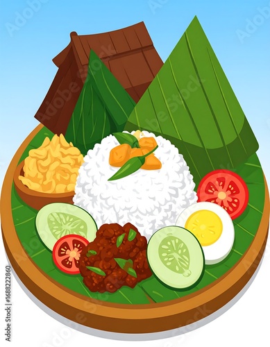 Colorful platter of rice and accompaniments