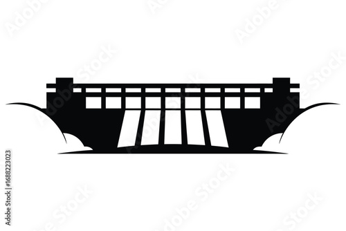 Minimalist silhouette of a dam architecture symbol