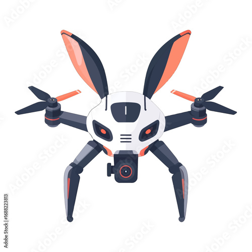 Pixel Art Drone with Faux Bunny Ears Against White Background