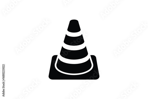 Simple silhouette of a traffic cone icon for safety and construction
