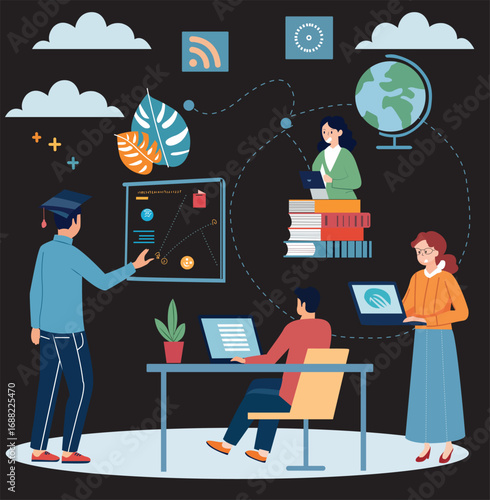 business man at work illustration