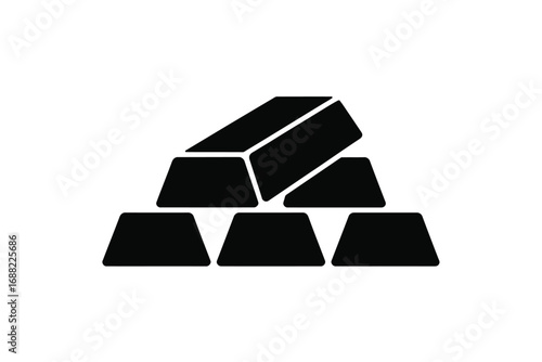 Silhouette of stacked gold bars icon representing wealth and value