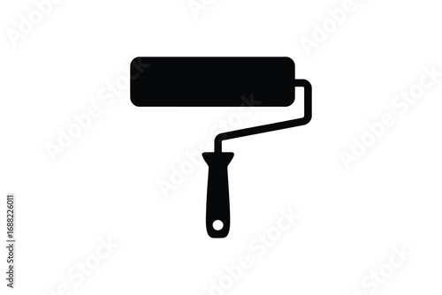 Simple silhouette of a paint roller tool for home improvement projects