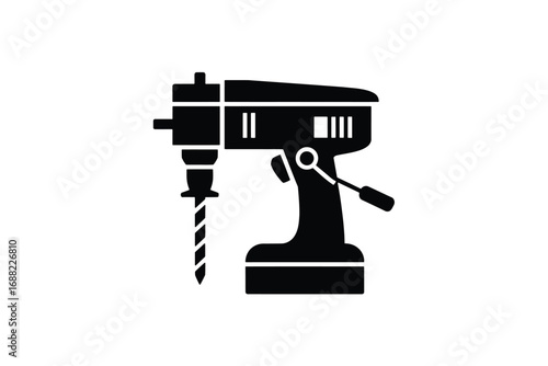 Silhouette of a powerful drilling machine tool ready for action