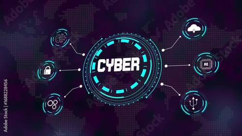 Wallpaper Mural Cyber security technology with data protection, privacy, digital safety, encryption, risk management, network defense, and futuristic innovation systems Torontodigital.ca