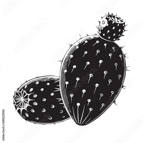 Black prickly Silhouette Vector, High Quality Illustration on White Background