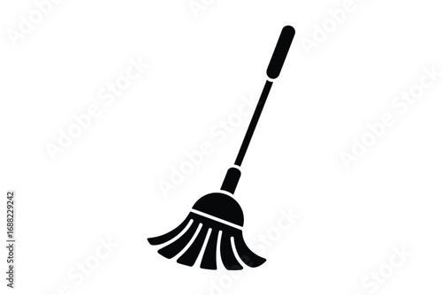 Simple silhouette of a mop for cleaning and household chores