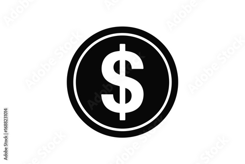 Dollar sign silhouette coin icon elegant financial symbol vector graphic