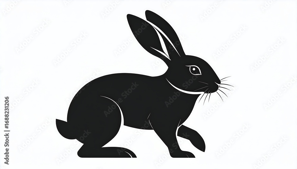 Obraz premium Silhouetted rabbit profile