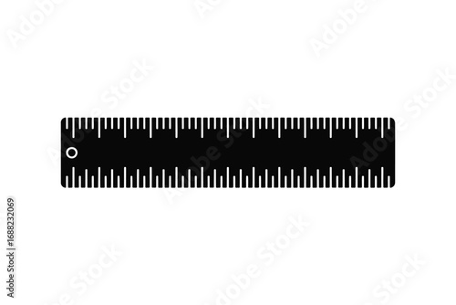 Silhouette of a ruler with detailed markings measuring device