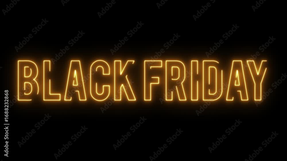 Glowing neon Black Friday text animation for sale promotion 4k video