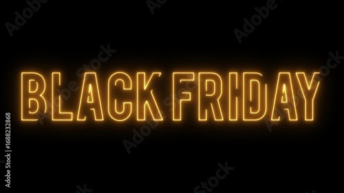 Glowing neon Black Friday text animation for sale promotion 4k video 