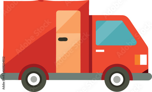 Delivery truck vector. Illustration of covered van on white background