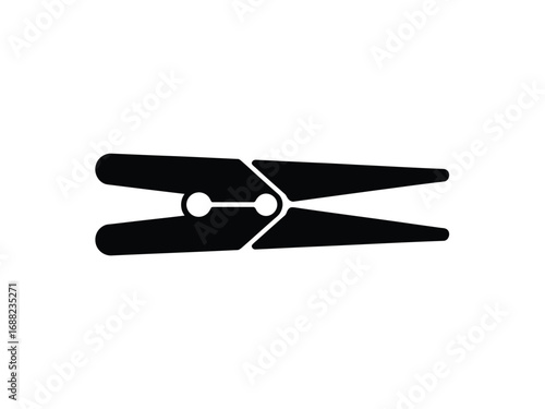 Silhouette of a traditional wooden clothespin used for hanging laundry