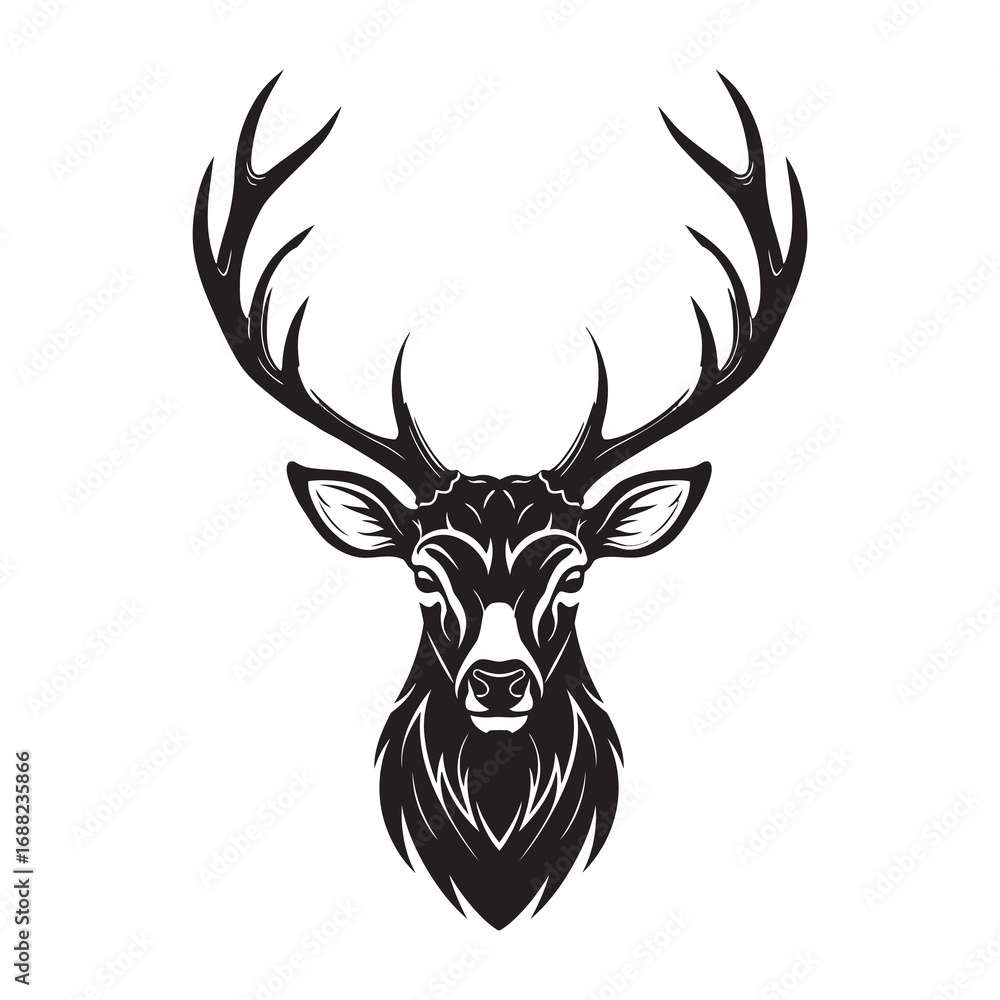 Naklejka premium silhouette of a deer's head with a white background