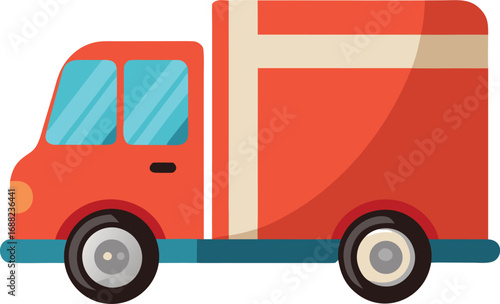 Delivery truck vector. Illustration of covered van on white background