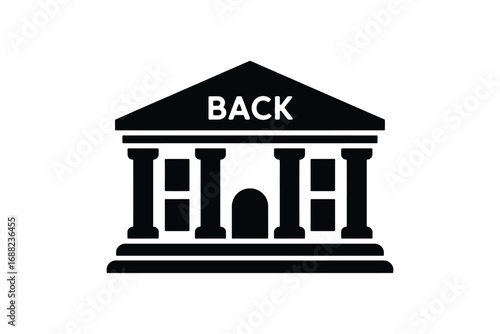 Bank silhouette icon simple graphic illustration representing financial institution building