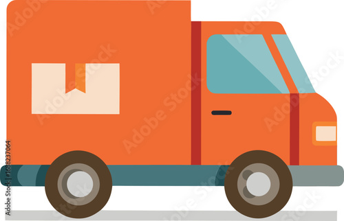 Delivery truck vector. Illustration of covered van on white background