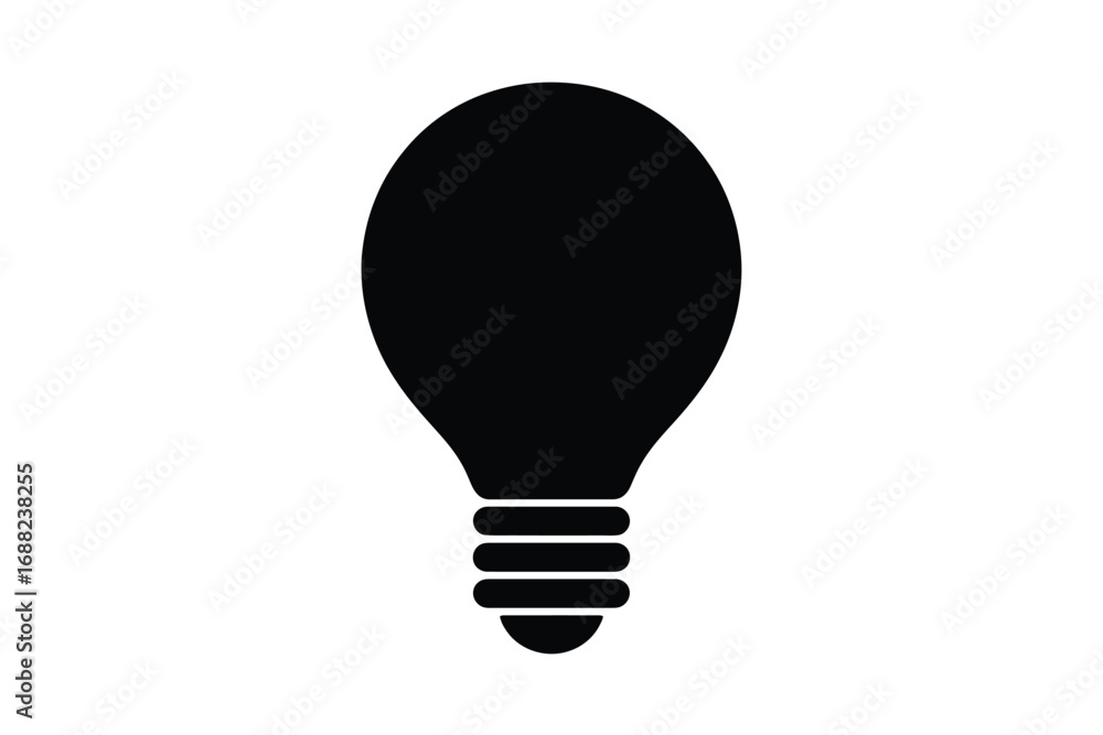 Fototapeta premium Simple silhouette of a classic light bulb icon graphic
