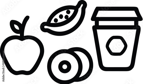 set of fruits and vegetables