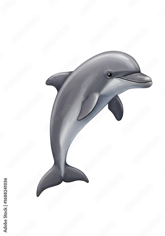 Obraz premium Gray Dolphin Illustration with Detailed Texture on Gray Background png clear alpha channel cutout isolated on transparent background