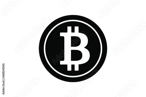 Minimalist bitcoin silhouette icon simple cryptocurrency symbol for digital finance