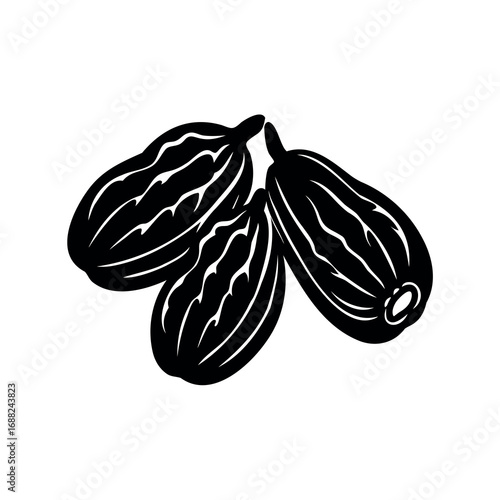 Stylized Black and White Illustration of Three Dates in a Clustered Arrangement