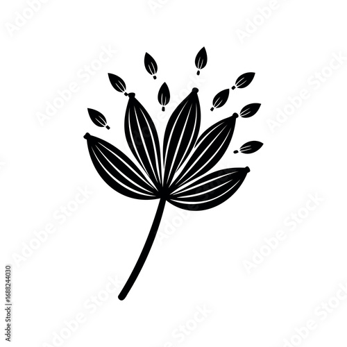 Abstract black and white floral illustration with elegant details and simplicity