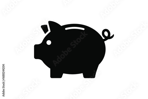 Simple piggy bank silhouette icon for savings and finance