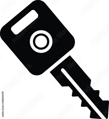 Modern car key fob icon with button and serrated blade isolated simple flat design vector