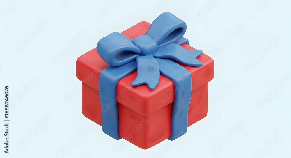 Obraz premium Red Gift Box with Blue Ribbon 3D Render