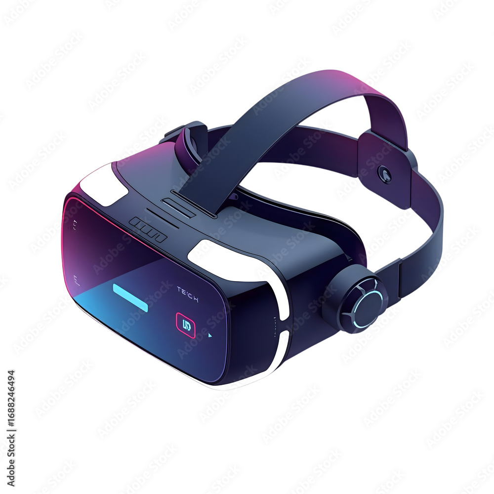 Fototapeta premium Immersive Tech Exploring Virtual Worlds Through Innovative Headset isolated on transparent background Generative AI.