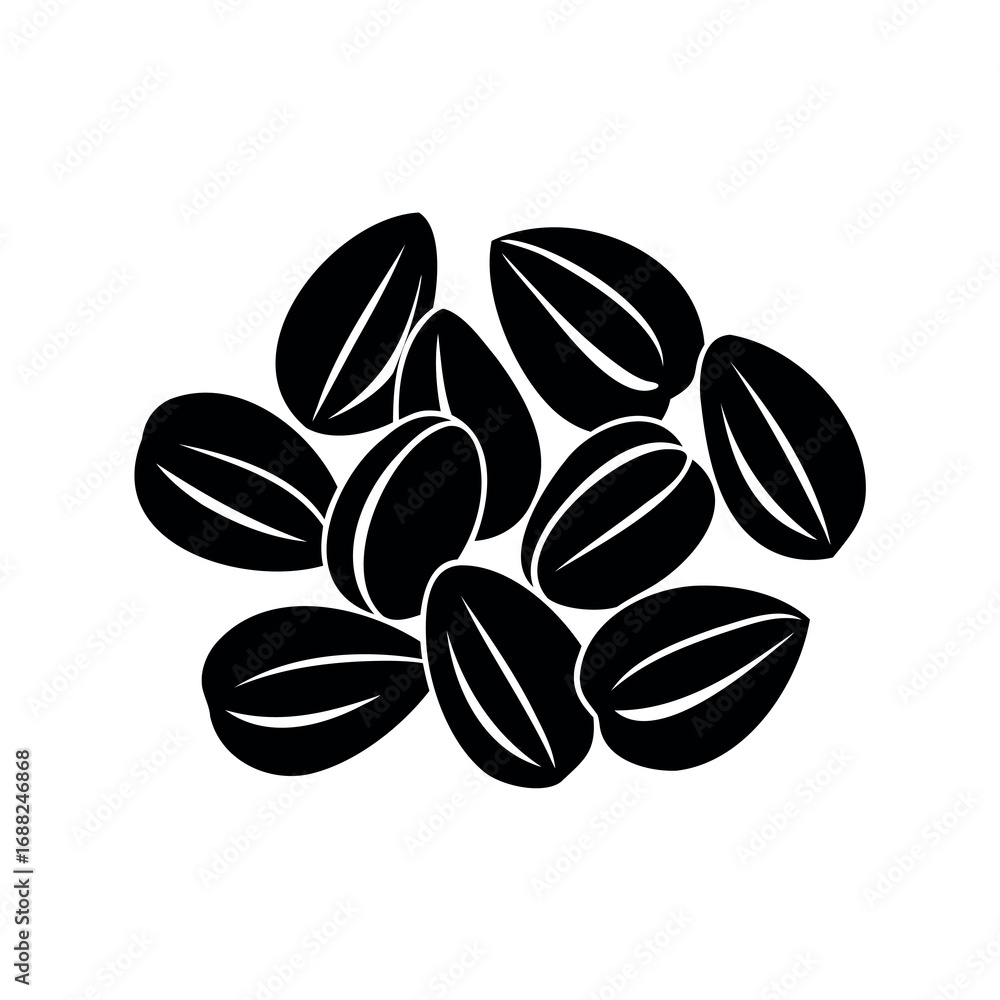 Naklejka premium Stylized black and white illustration of a cluster of sunflower seeds