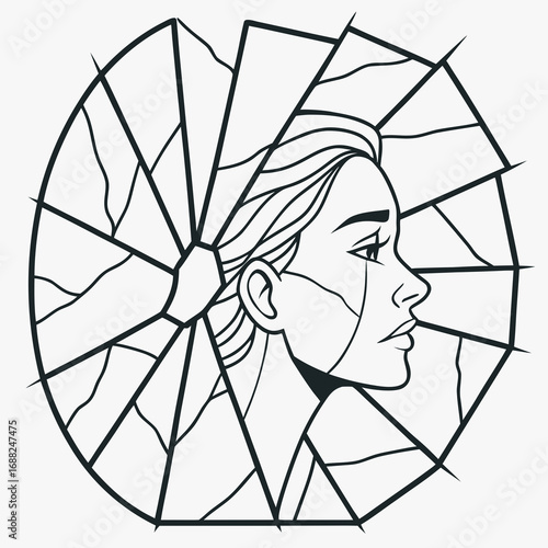 “Black and White Surreal Abstract Portrait Vector”