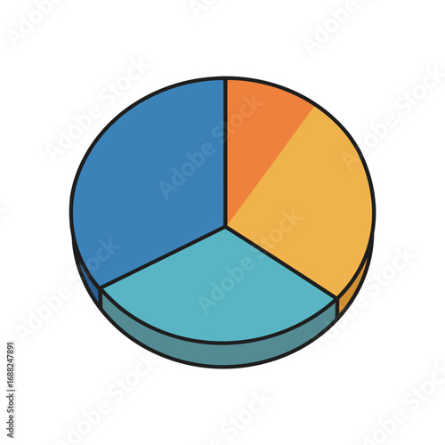 Colorful 3d pie chart isolated on transparent background