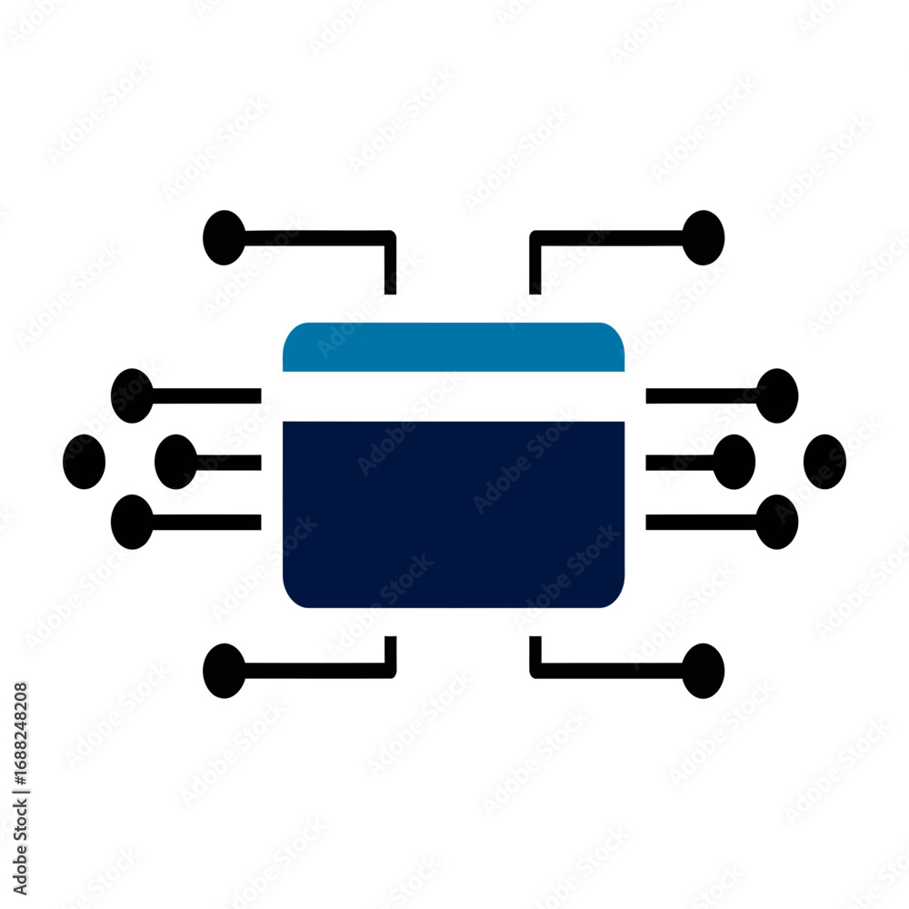 Blue and teal credit card icon isolated on transparent background Blue and teal credit card icon isolated on transparent background