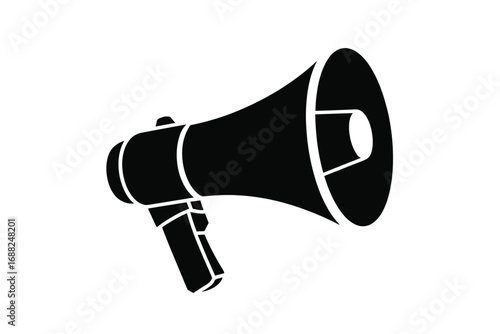 Striking silhouette of a megaphone announcing a message