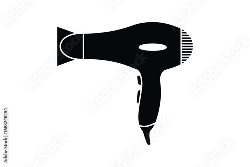 Minimalist silhouette of a professional hair dryer for styling and drying hair