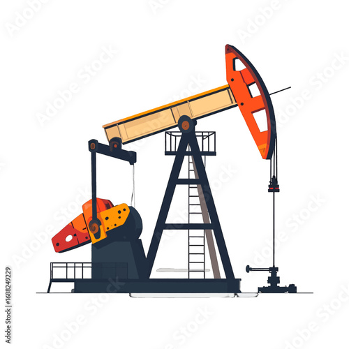 Isometric Oil Derrick Pumping Unit Isolated on White Background