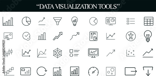 Data Visualization Tools Icon Set for Analytics, Reporting, and Dashboard UI Design