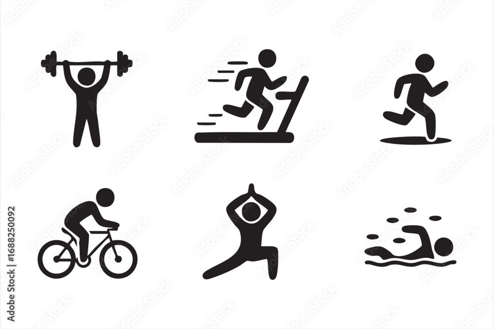 Naklejka premium Exercise and training icons set for fitness, endurance, and athletic performance