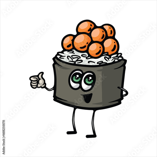 Caviar Sushi Character Vector Cartoon Illustration