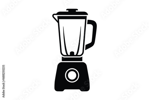 Simple silhouette icon of a kitchen blender for smoothies and recipes