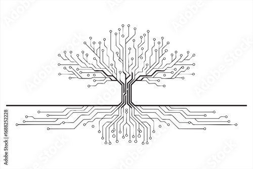 Innovation and technology growth icon showing electronic tree circuit structure