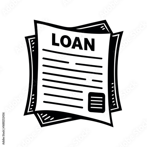 Stylized loan document with signature box and dot details for emphasis