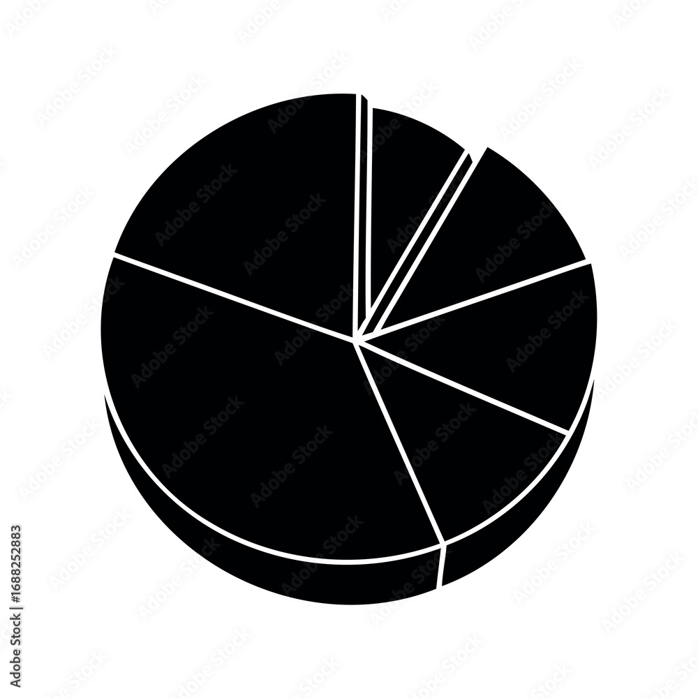 Obraz premium Black pie chart showcasing data distribution with segmented components and visual emphasis