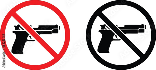 Prohibition of firearms symbol gun ban danger warning sign restricted safety no weapon vector