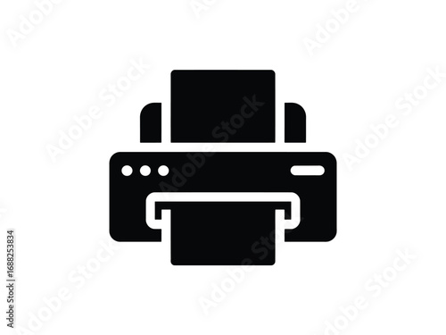 Simple silhouette icon of a printer ready to print documents